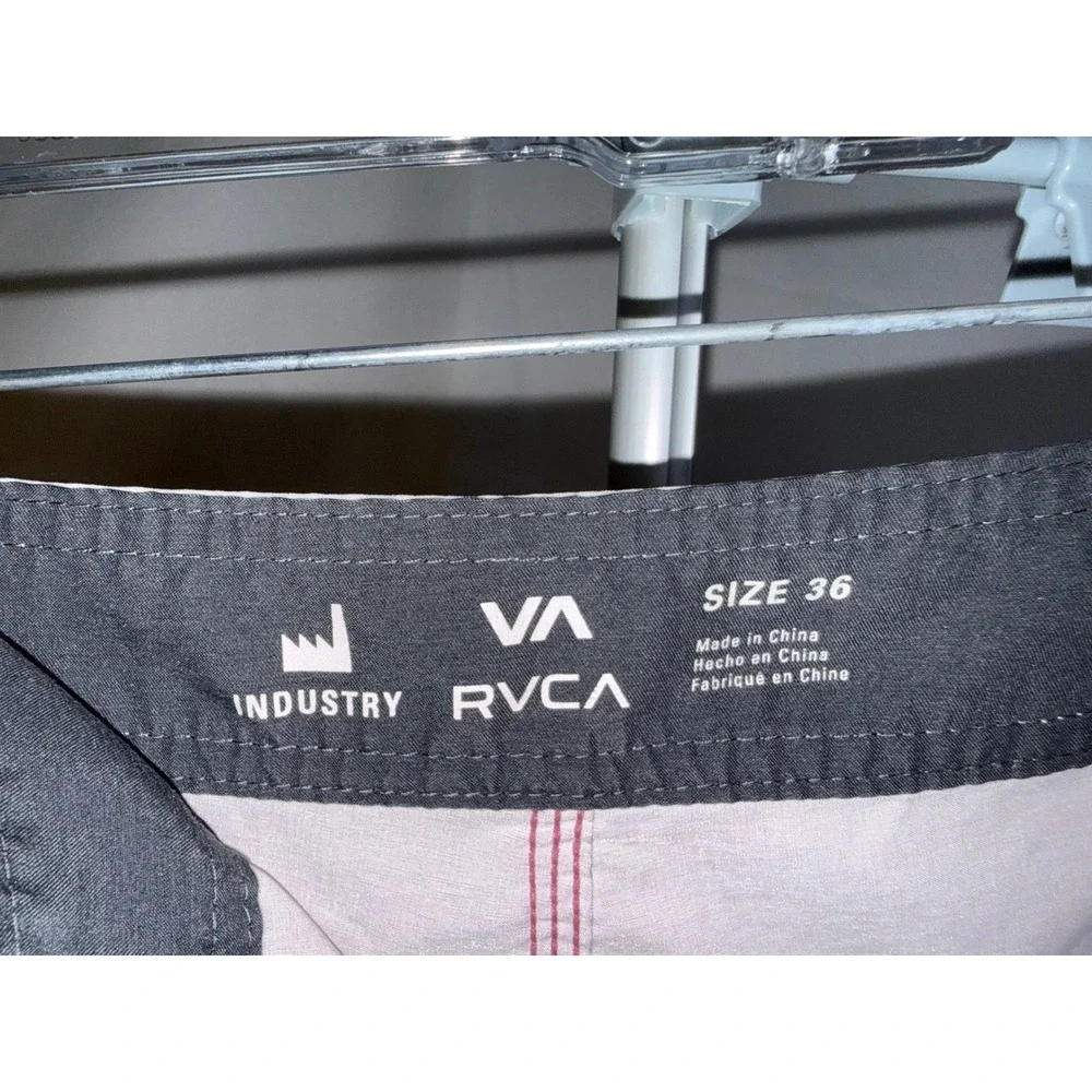 RVCA Industry Mens Board Shorts Size 36 Colorblock Pink Blue Swim Trunks Pocket